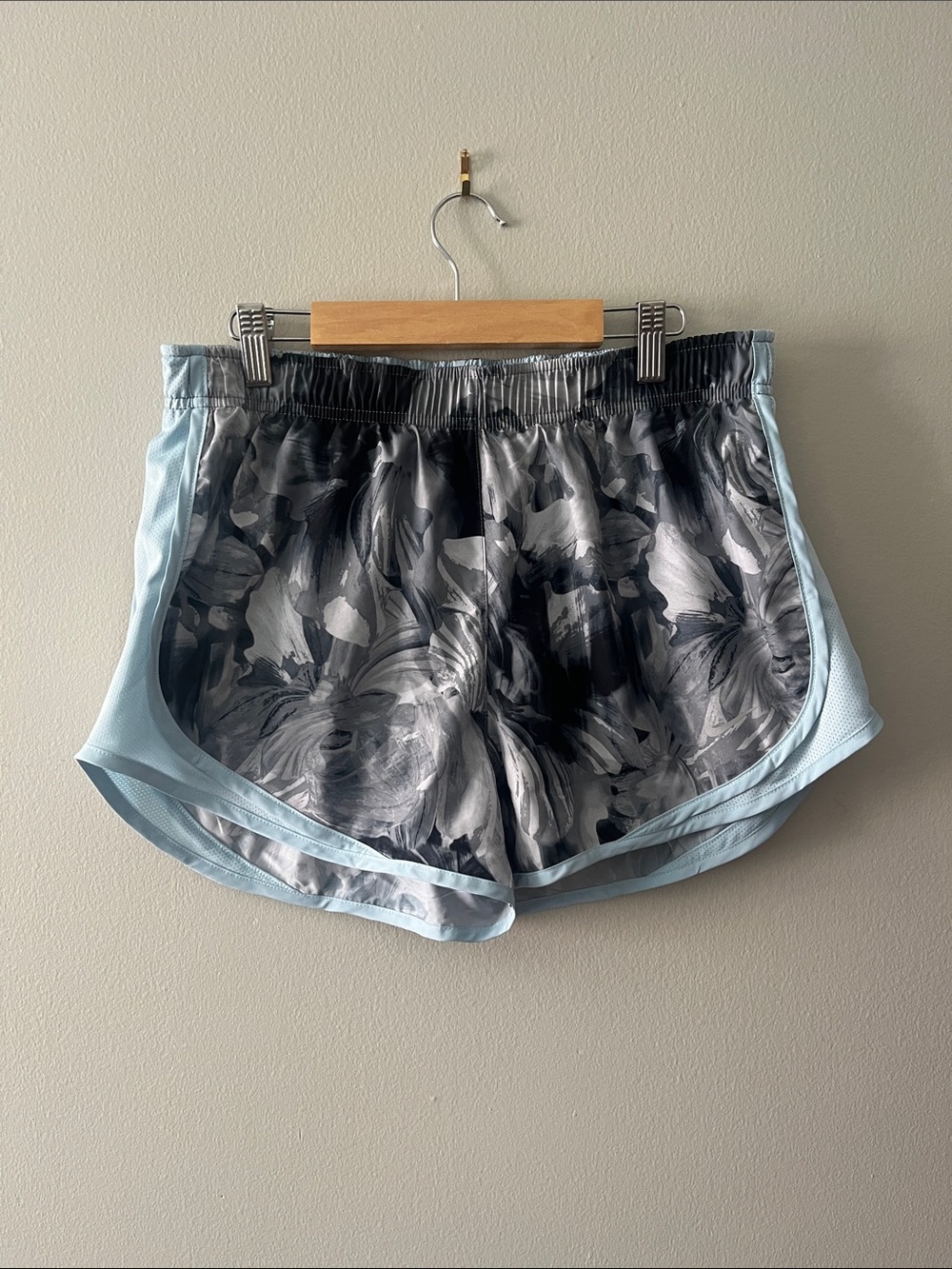 Nike Dri-Fit Black & Light Blue Floral Athletic Shorts